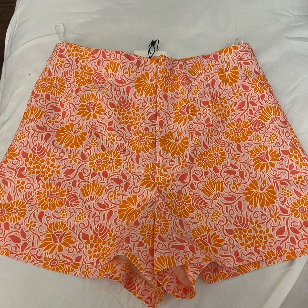 Zara Shorts | Pink Orange Floral Shorts